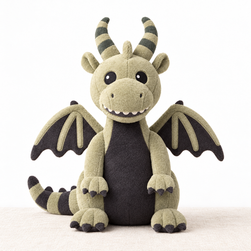 Milo the Dragon sage-green soft comfort companion plush on linen