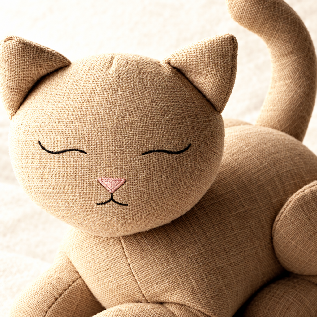 Weighted Kitty soft fabric texture detail on linen