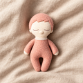 Soft Comfort Doll Travel Buddy dusty-rose compact doll on linen