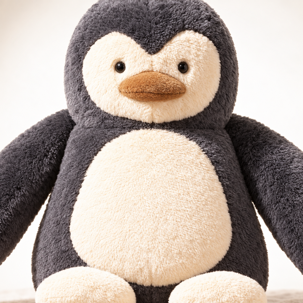Weighted Penguin soft plush texture detail on linen