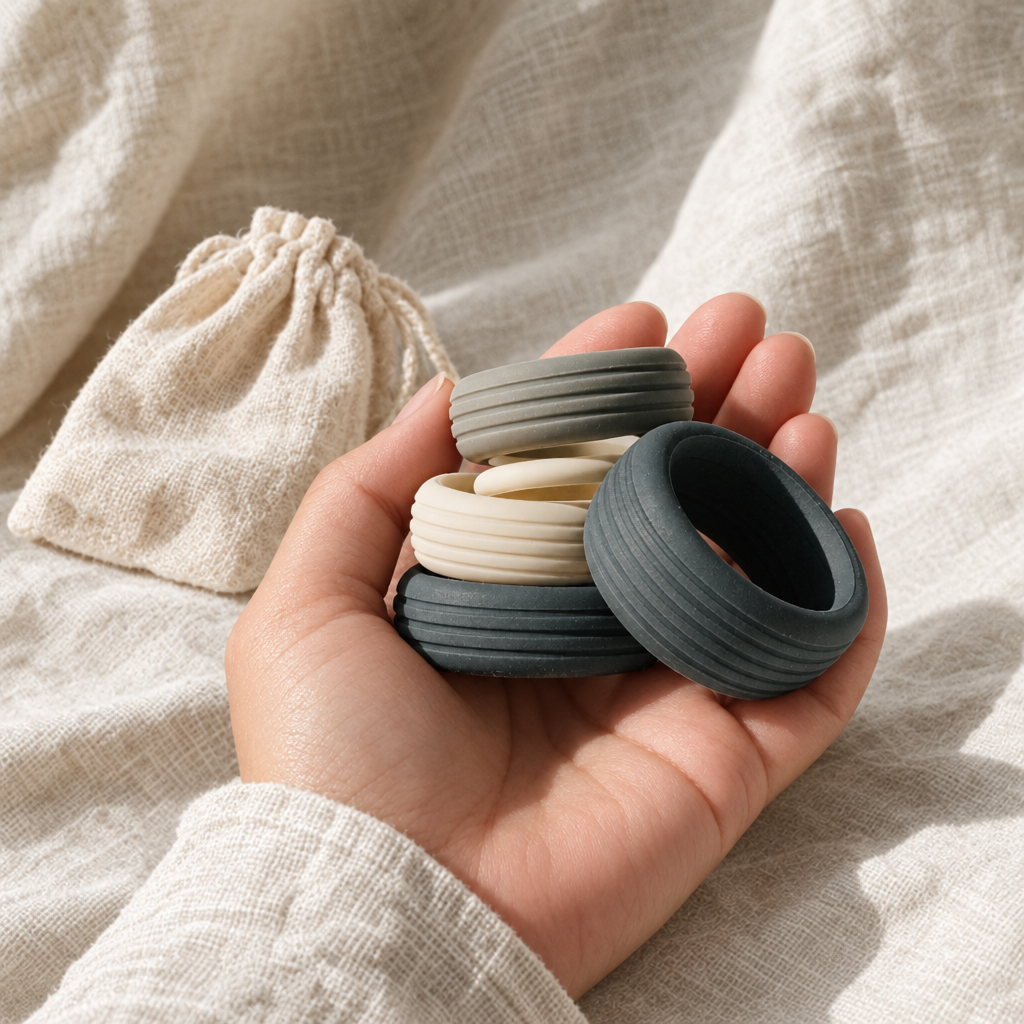 Soft Grip Comfort Ring Set held showing ridge texture