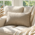 Soft Weighted Pet Lap Pad oatmeal linen piped pillow