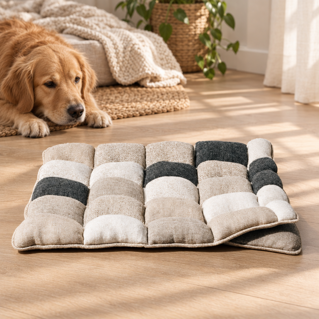 Snuffle Slow-Comfort Mat charcoal oatmeal puff-quilt