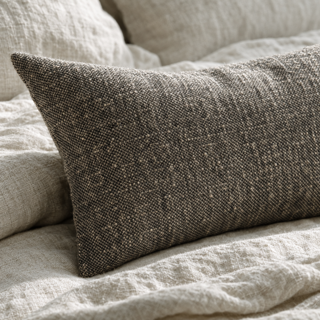 Soft Weighted Eye Pillow charcoal weave texture detail