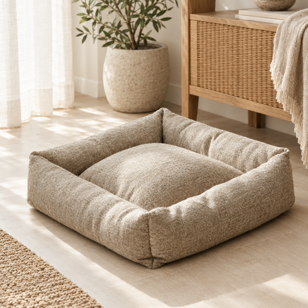 Quiet-Time Nest Pad oatmeal linen bolster nest