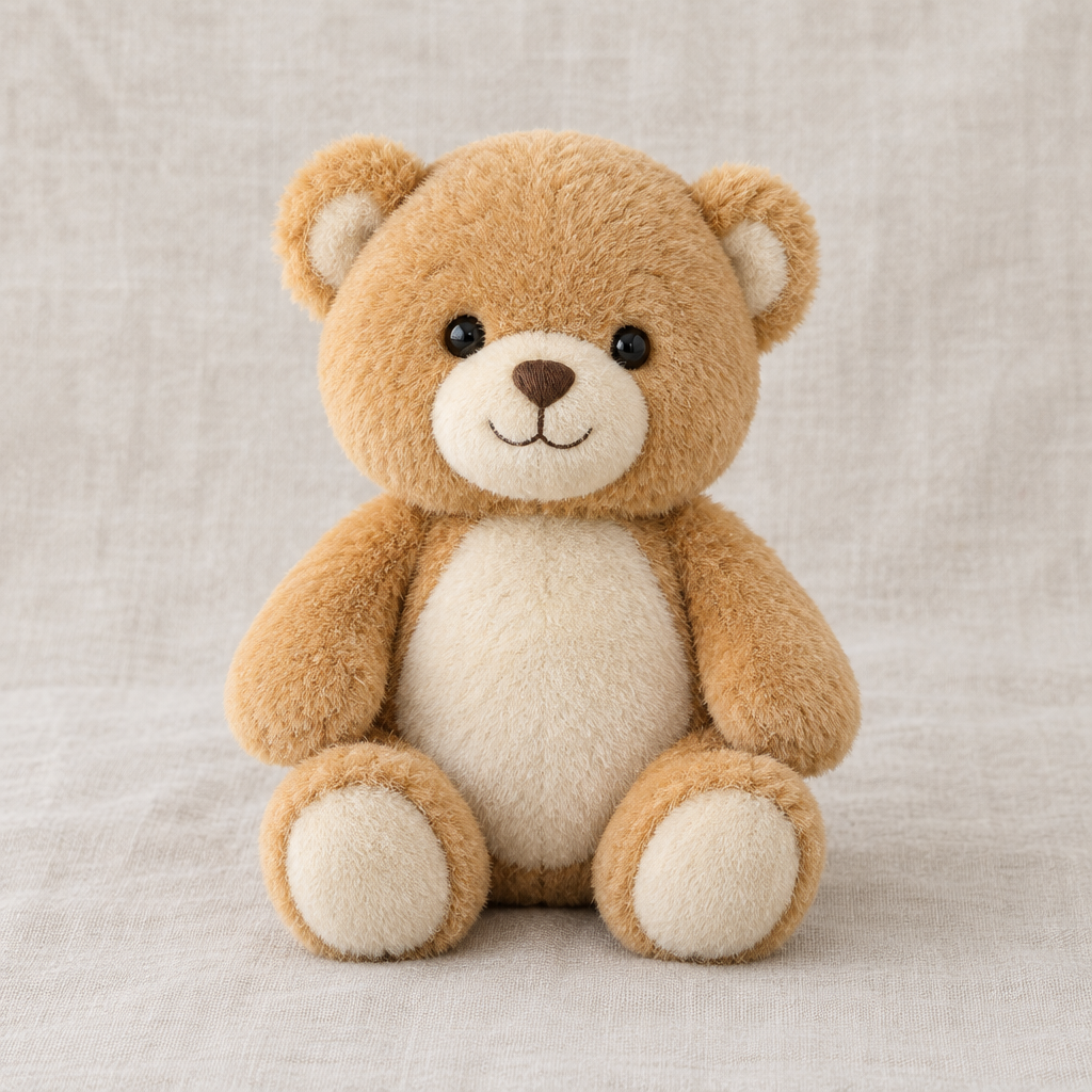 Travel Mini Weighted Teddy soft comfort companion on linen
