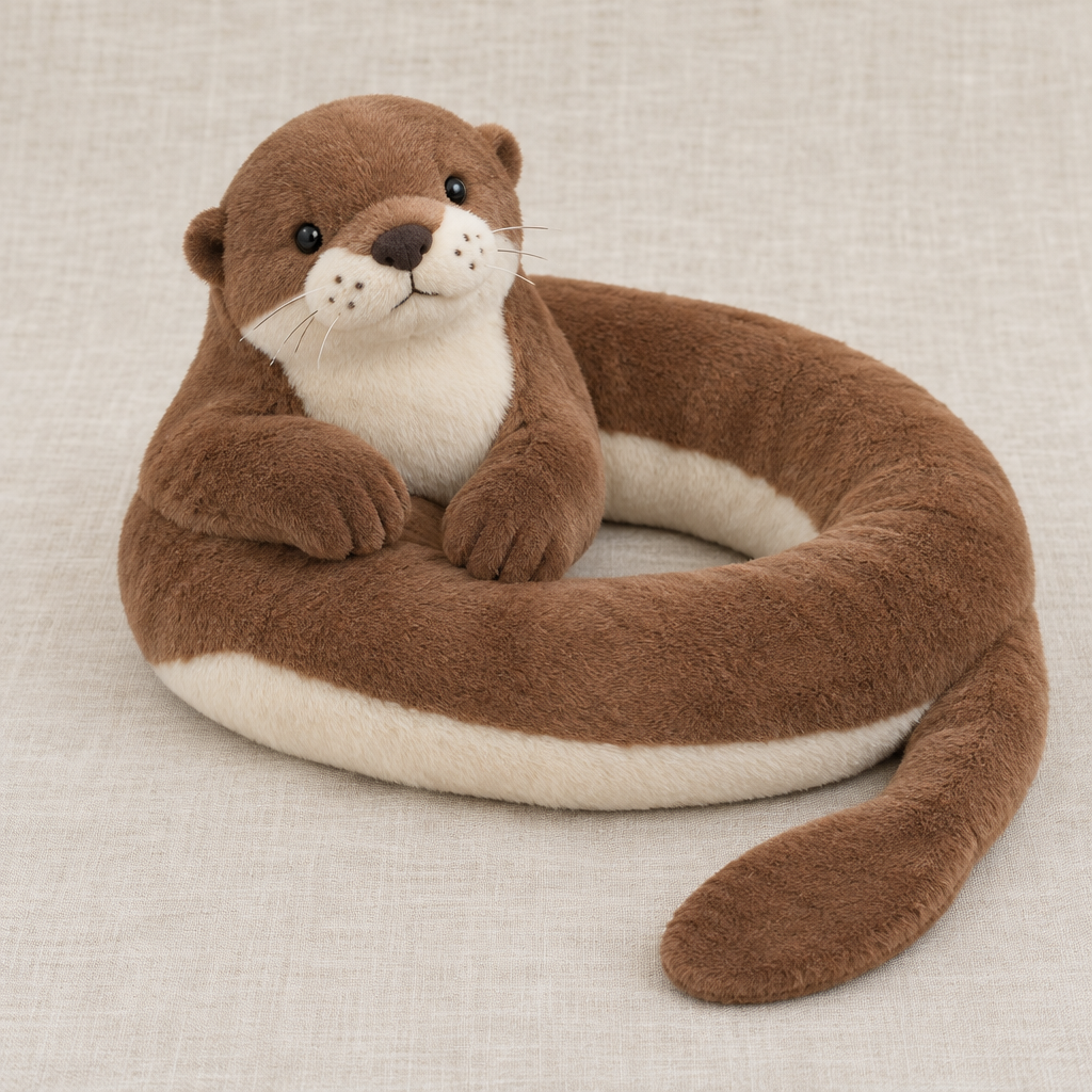 Long Otter Wrap Companion soft comfort companion plush on linen