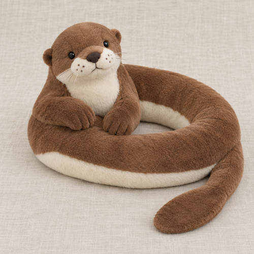Long Otter Wrap Companion soft comfort companion plush on linen