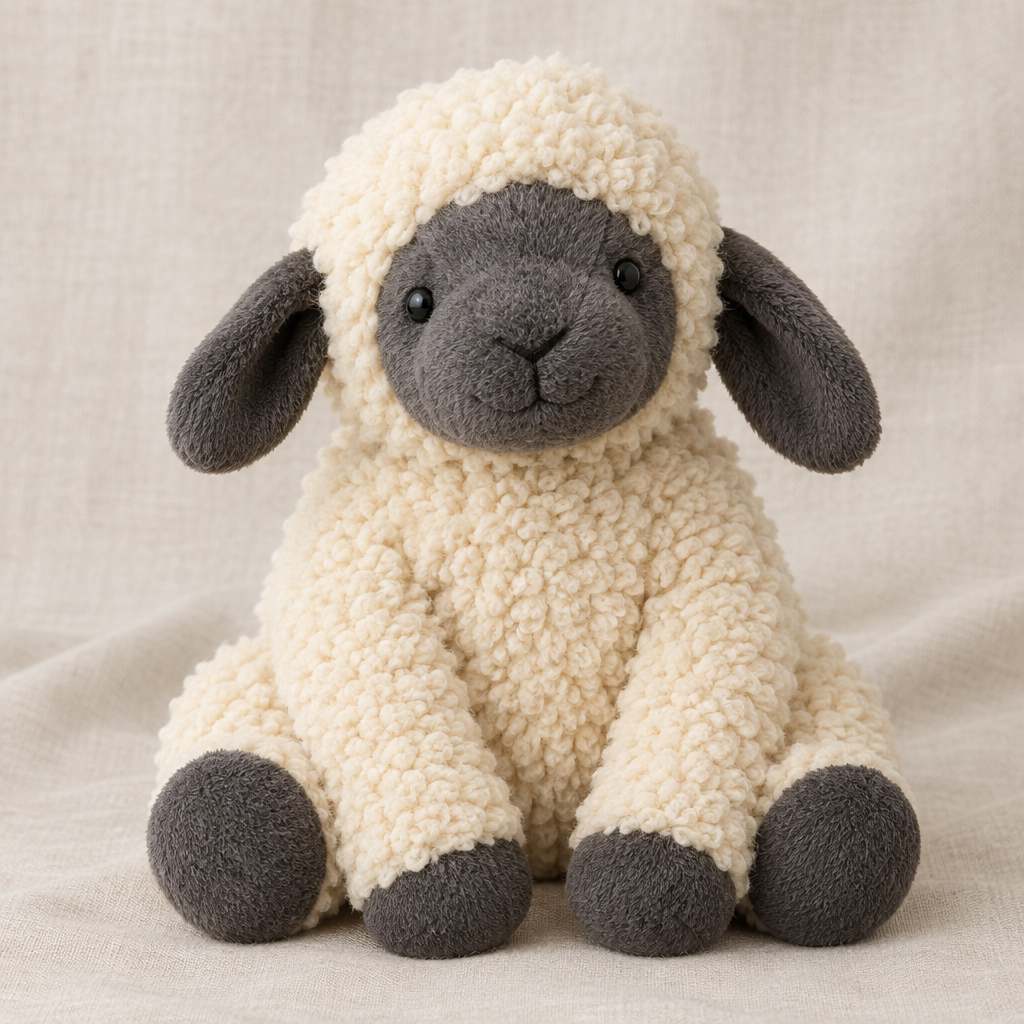 Soft Weighted Lap Sheep soft comfort companion plush on linen