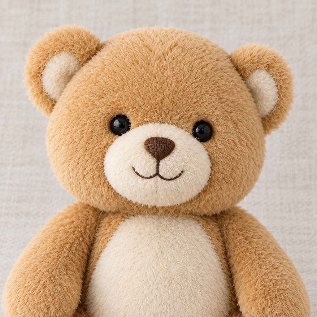 Travel Mini Weighted Teddy plush texture detail on linen
