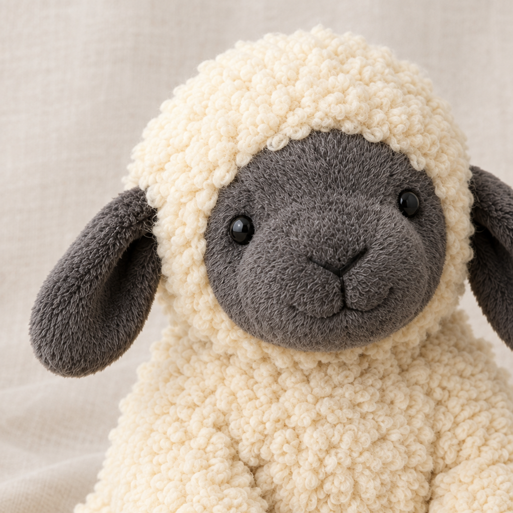 Soft Weighted Lap Sheep plush texture detail on linen