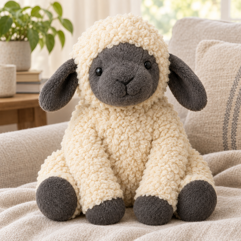 Soft Weighted Lap Sheep comfort companion lifestyle on linen