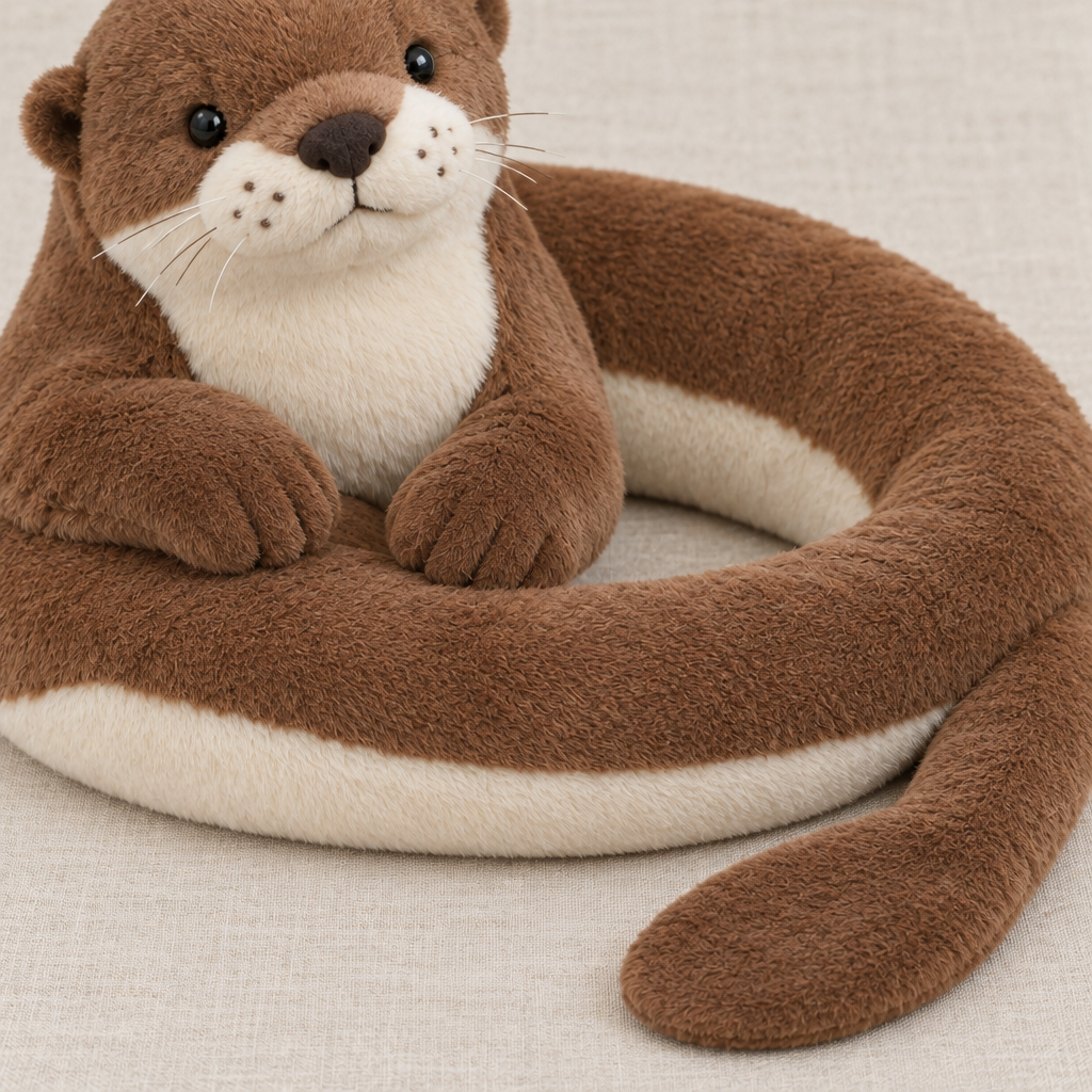 Long Otter Wrap Companion plush texture detail on linen